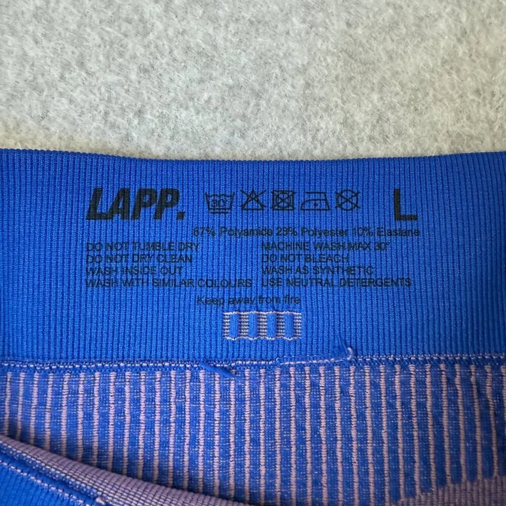 LAPP.‎ Womens Size Large Full Length Blue Purple Leggings Workout Athletic Gym